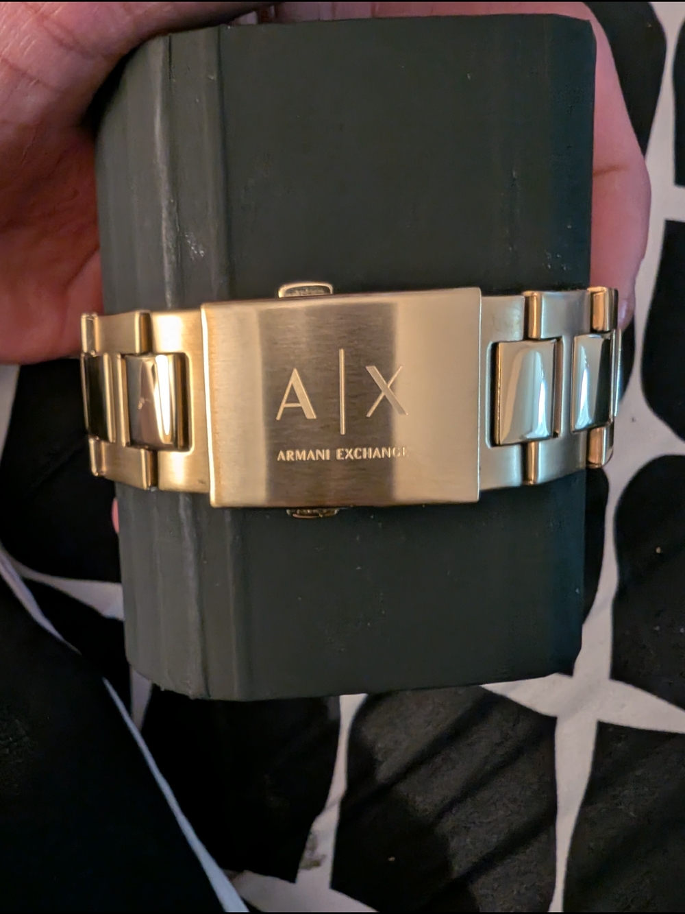 Armani Exchange Gold Tone Stainless Steel Link Bracelet with A|X Clasp